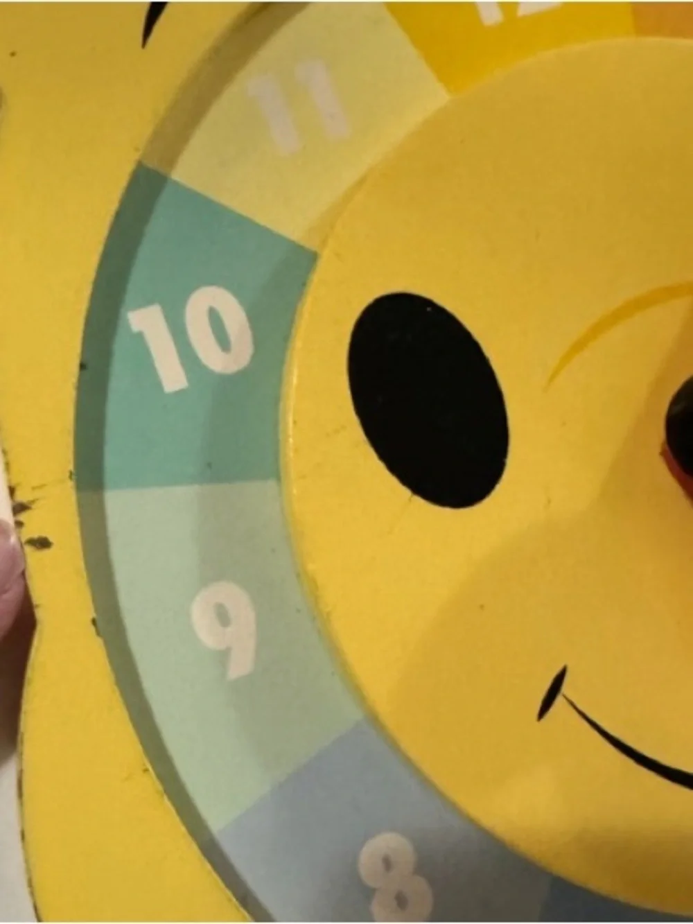 Disney Yellow Winnie the Pooh Wooden Wall Clock Rainbow Decor Learning Math Time
